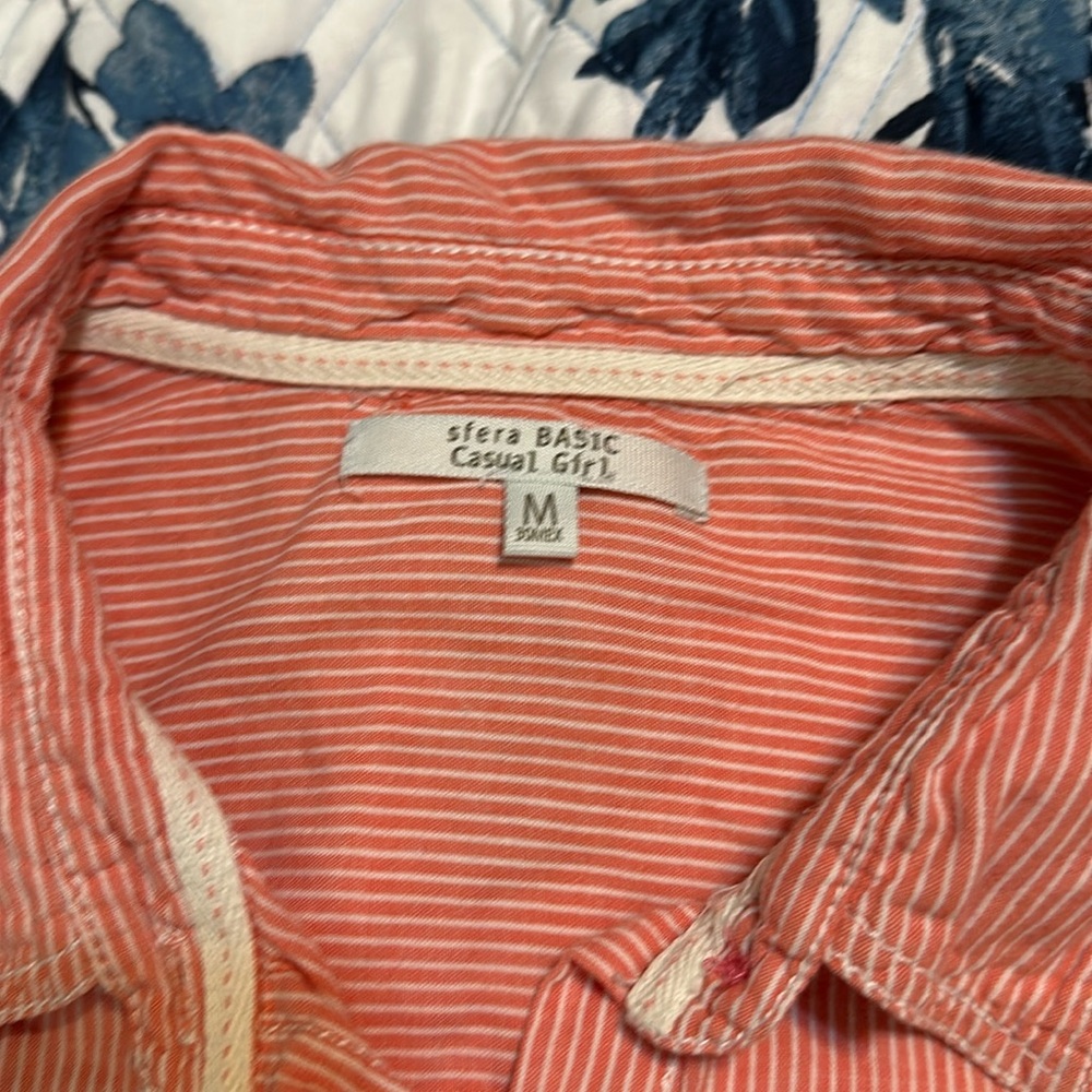 Sfera Casual Basic Striped Women’s Size M Button … - image 3